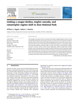 Linking a Cougar Decline, Trophic Cascade, and Catastrophic Regime Shift in Zion National Park