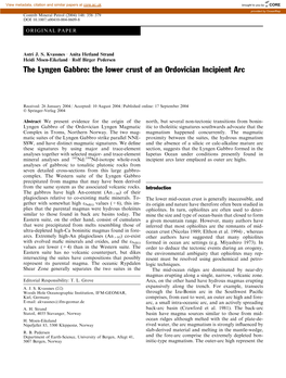 The Lyngen Gabbro: the Lower Crust of an Ordovician Incipient Arc