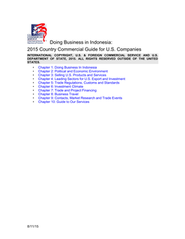 Doing Business in Indonesia: 2015 Country Commercial Guide for U.S