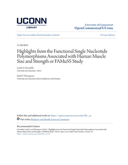 Highlights from the Functional Single Nucleotide Polymorphisms Associated with Human Muscle Size and Strength Or Famuss Study Linda S