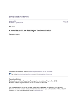 A New Natural Law Reading of the Constitution