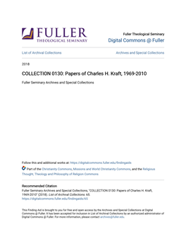 Papers of Charles H. Kraft, 1969-2010