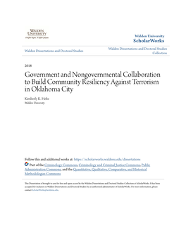 Government and Nongovernmental Collaboration to Build Community Resiliency Against Terrorism in Oklahoma City Kimberly K