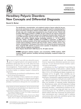 Hereditary Polyuric Disorders: New Concepts and Differential Diagnosis Daniel G