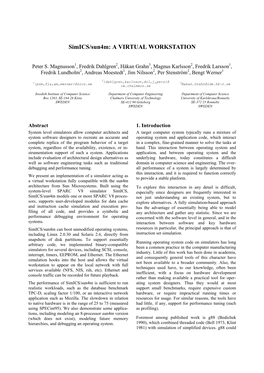 Simics/Sun4m: a VIRTUAL WORKSTATION