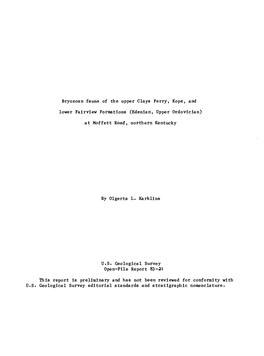Bryozoan Fauna of the Upper Clays Ferry, Kope, and Lower Fairview Formations (Edenian, Upper Ordovician) at Moffett Road, Northe