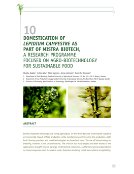 Domestication of Lepidium Campestre As Part of Mistra Biotech, a Research Programme Focused on Agro-Biotechnology for Sustainable Food