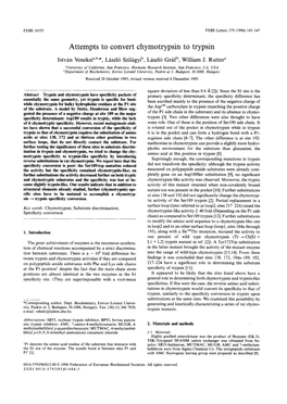 Attempts to Convert Chymotrypsin to Trypsin