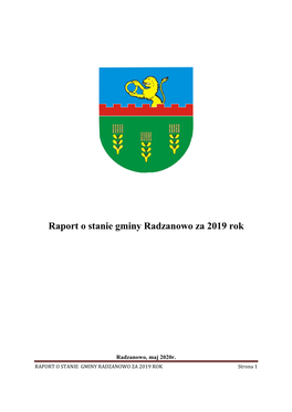 Raport O Stanie Gminy Radzanowo Za 2019 Rok