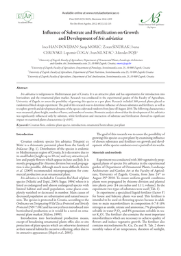 Influence of Substrate and Fertilization on Growth and Development of Iris Adriatica