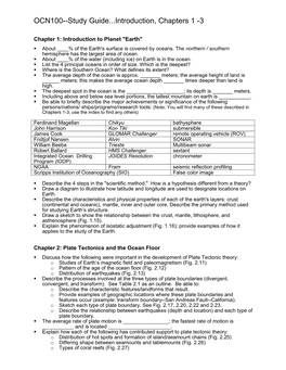 OCN100--Study Guide...Introduction, Chapters 1 -3