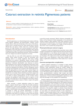 Cataract Extraction in Retinitis Pigmentosa Patients