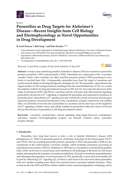 Presenilins As Drug Targets for Alzheimer's Disease—Recent