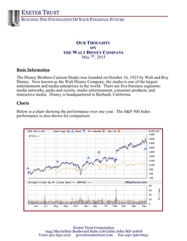 OUR THOUGHTS on the WALT DISNEY COMPANY May 7Th, 2015