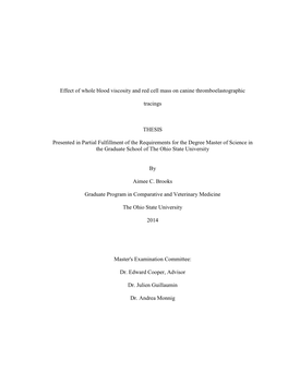 Effect of Whole Blood Viscosity and Red Cell Mass on Canine Thromboelastographic