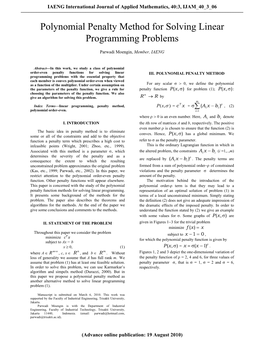 Polynomial Penalty Method for Solving Linear Programming Problems