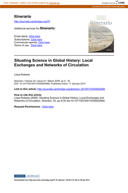 Itinerario Situating Science in Global History