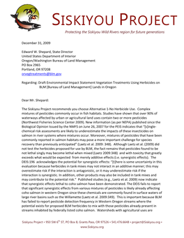 Siskiyouproject-Blm Herbicide Impact Statement 2.Pdf