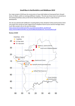 Small Blue in Hertfordshire and Middlesex 2019