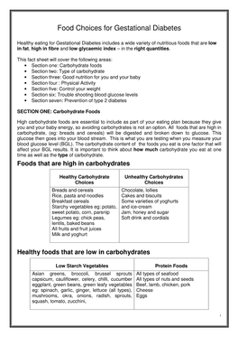 Food Choices for Gestational Diabetes