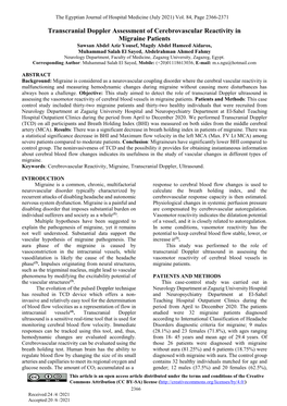 Transcranial Doppler Assessment of Cerebrovascular Reactivity In