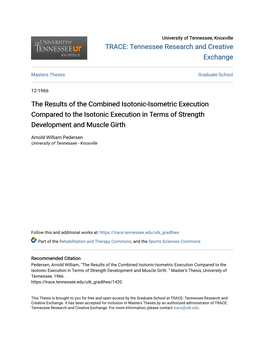 The Results of the Combined Isotonic-Isometric Execution Compared to the Isotonic Execution in Terms of Strength Development and Muscle Girth