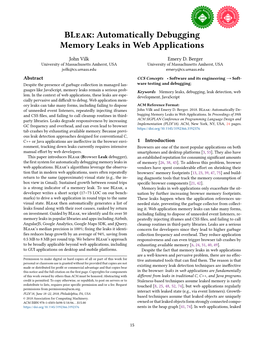 Bleak: Automatically Debugging Memory Leaks in Web Applications