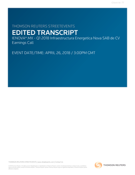 Q1 2018 Infraestructura Energetica Nova SAB De CV Earnings Call On