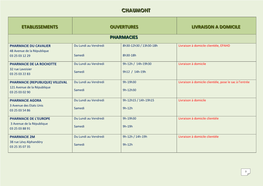 Etablissements Ouvertures Livraison a Domicile