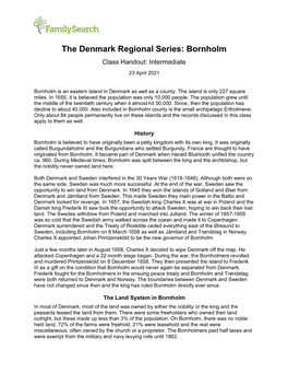 The Denmark Regional Series: Bornholm