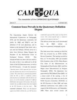 Common Sense Prevails in the Quaternary Definition Dispute