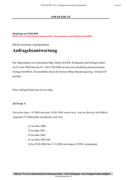 Anfragebeantwortung Textinterpretiert 1 Von 19