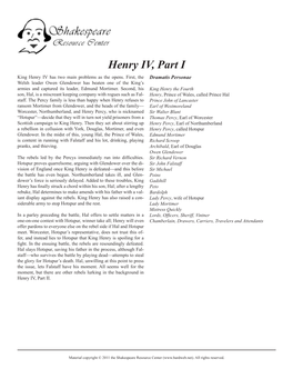 Henry IV, Part I King Henry IV Has Two Main Problems As the Opens