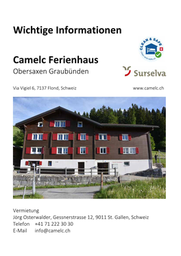 Wichtige Informationen Camelc Ferienhaus