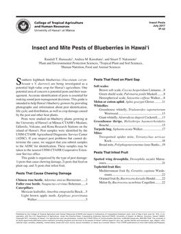 Insect and Mite Pests of Blueberries in Hawai'i