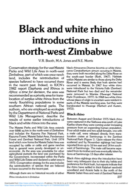 Black and White Rhino Introductions in North-West Zimbabwe V.R