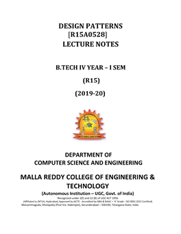 Design Patterns [R15a0528] Lecture Notes