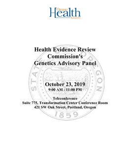 Health Evidence Review Commission's Genetics Advisory Panel