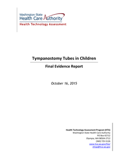Tympanostomy Tubes in Children Final Evidence Report