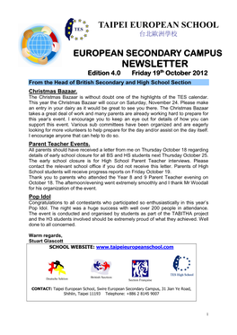 NEWSLETTER Edition 4.0 Friday 19Th October 2012