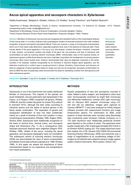 AR TIC LE Ascus Apical Apparatus and Ascospore