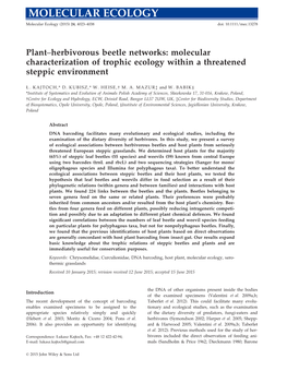 Herbivorous Beetle Networks: Molecular Characterization of Trophic Ecology Within a Threatened Steppic Environment