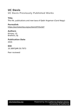 The Life, Publications and New Taxa of Qabir Argaman