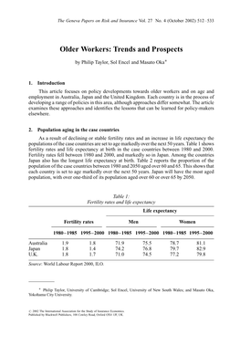 Older Workers: Trends and Prospects