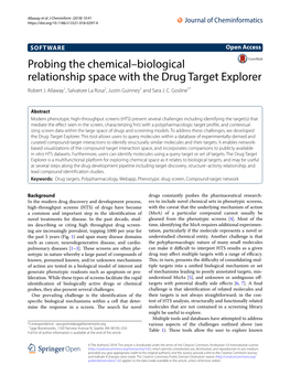 Probing the Chemical–Biological Relationship Space with the Drug Target Explorer Robert J