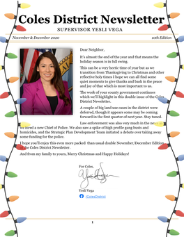 Coles District Newsletter SUPERVISOR YESLI VEGA