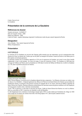 Présentation De La Commune De La Gaudaine