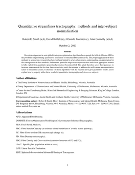 Quantitative Streamlines Tractography: Methods and Inter-Subject Normalisation