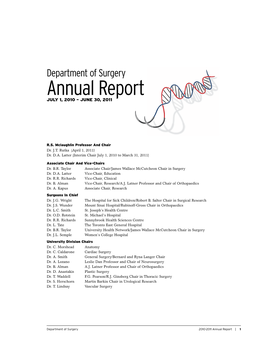 2010-2011 Annual Report | 1 Table of Contents