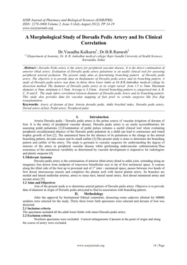 A Morphological Study of Dorsalis Pedis Artery and Its Clinical Correlation